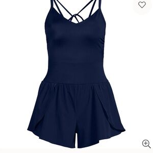 Lands' End Women's tugless strappy x back swim romper